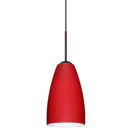 Besa Lighting Riva 9 Cord Pendant, Ruby Matte, Bronze Finish, 1x9W LED 1JT-1511RM-LED-BR